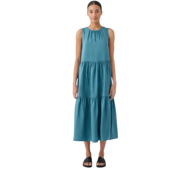 Eileen Fisher Dresses & Skirts - Eileen Fisher Women’s‎ Washed Silk Tiered Dress River Size XL NEW/NWT